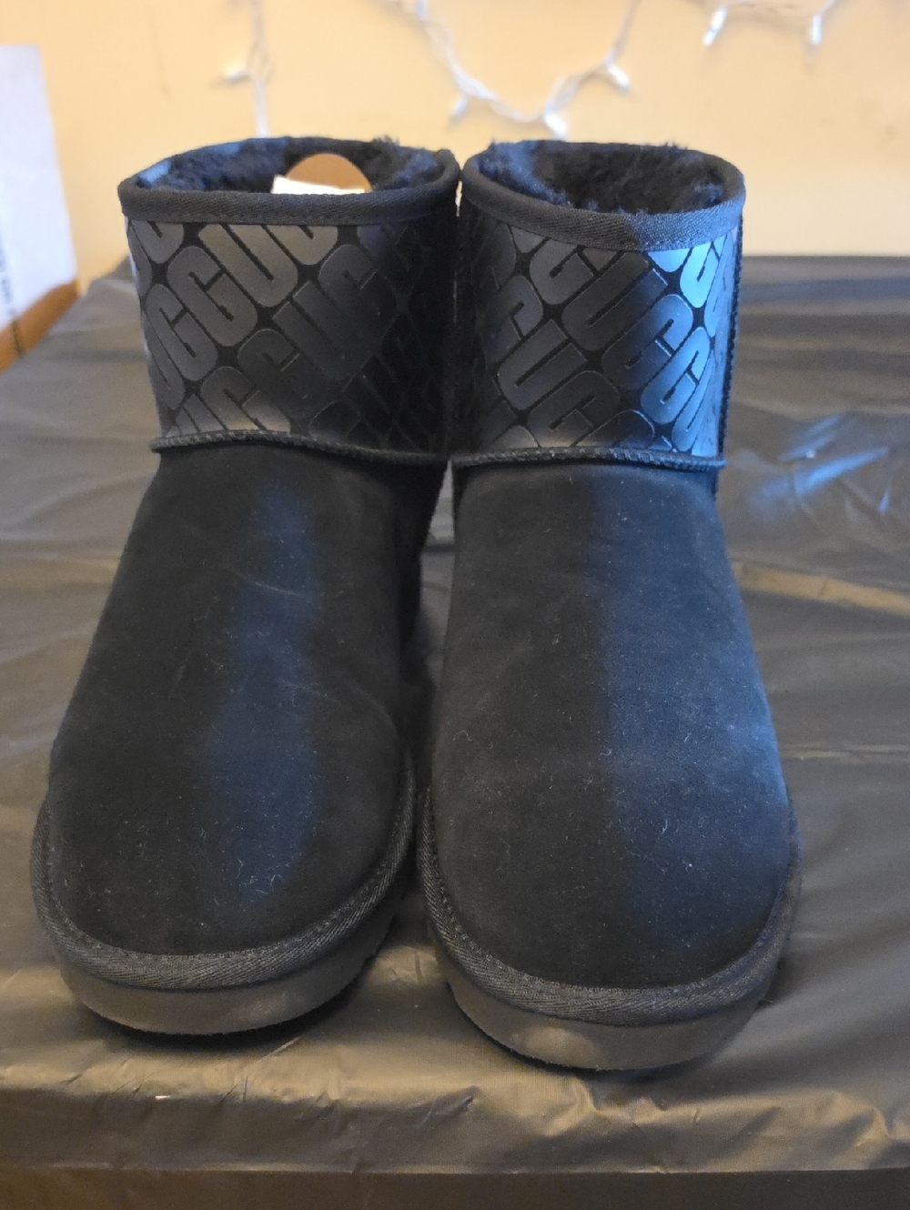 UGG Black Logo Classic Mini Ankle Boots